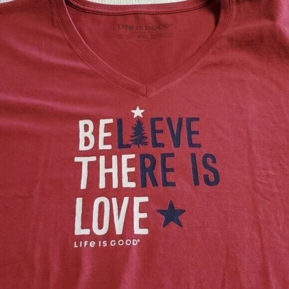 Life is Good Crusher Tee Graphic "Be The Love" V-neck SS Sz XXL T-shirt - Picture 6 of 11